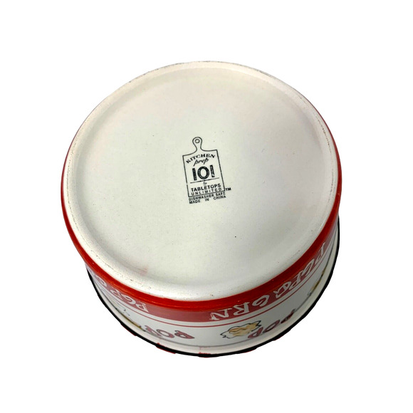Popcorn Ceramic Bowl Tabletops Unlimited Movie Room Home Decor Red White - Picture 3 of 5